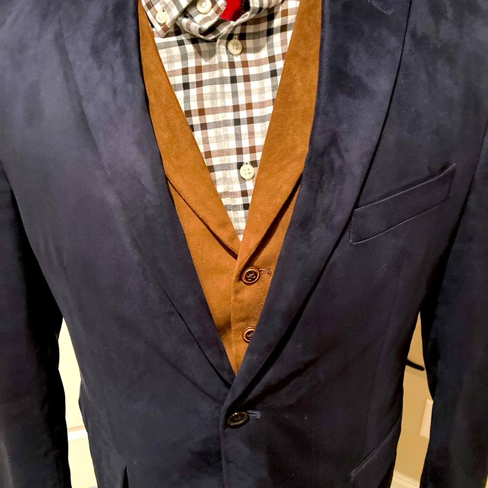 Lauren Mens Microsuede Navy Blazer, sz. 42R